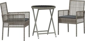 vidaXL Kert Bistro Készlet 3 pcs Szürke polirattan