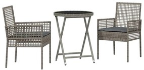 vidaXL Kert Bistro Készlet 3 pcs Szürke polirattan