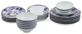 24 darabos étkészlet fehér/kék/porcelán