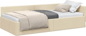 vidaXL Sarokágy keret fejtámlával Krém 80 cm x 200 cm szövet