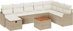vidaXL Kerti Kanapé Szett párnával tárolóval 9 pcs Bézs Poli rattan