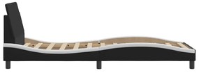 fekete és fehér műbőr ágykeret fejtámlával 80 x 200 cm