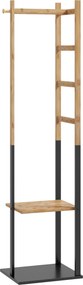 HOMCOM Bambusz Ruhatároló Állvány, Fából készült Gardrób Állvány Rúddal, Polcokkal, Akasztókkal, 4 Oldalsó Rúddal 46L x 28.5W x 153.5H cm | Aosom