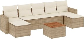 vidaXL 8 részes bézs polyrattan kerti ülőgarnitúra párnával