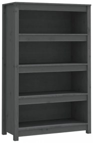 szürke tömör fenyőfa könyvszekrény 80x35x126 cm