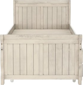 Ágy pótággyal, antik fehér, 90x200, ANTIKO