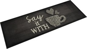 vidaXL fekete mosható csészemintás bársony konyhaszőnyeg 60x180 cm