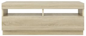 sonoma tölgy színű TV-szekrény LED-lámpákkal 100 x 35 x 40 cm