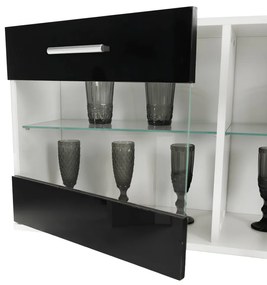 Nappali sor LED világítással, fehér/fekete- extra magas fényű HG, LEO