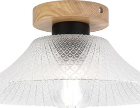 Mennyezeti lámpa JULL WOOD 1xE27/15W/230V tölgy/átlátszó átm. 34 cm