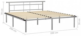 szürke fém ágykeret 200 x 200 cm