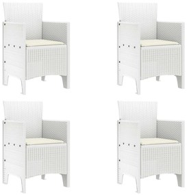 vidaXL Kerti Szék párnával 4 pcs Fehér 53 x 49 x 85 cm Polipropilén