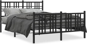 vidaXL fekete fém ágykeret fej- és lábtámlával 120 x 190 cm
