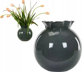 Váza Gömb Zöld 25cm csokrok ágak virágok rozsdaálló kerek