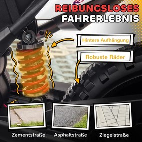 AIYAPLAY Elektromos gyerekmotor pótkerekekkel, LED-es lámpákkal, zenével, USB-vel, 12V-os, fekete-fehér