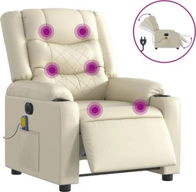 vidaXL krémszínű műbőr elektromos dönthető masszázsfotel