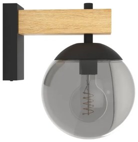 Eglo 900671 -Kültéri fali lámpa BUFALATA 1xE27/40W/230V fekete/fa IP44