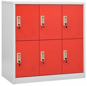 2 db világosszürke-piros acél zárható szekrény 90x45x92,5 cm