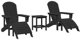 3 darabos Kertbútor szett Fekete HDPE