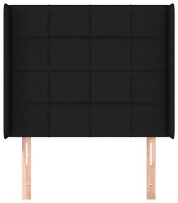 fekete szövet fejtámla szárnyakkal 103x16x118/128 cm