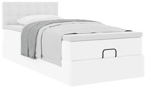 fehér műbőr ottomán ágy matraccal 90x200cm