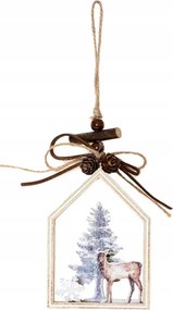 Karácsonyfadísz fa őz karácsonyfával 10,5x7,5 cm Karácsony
