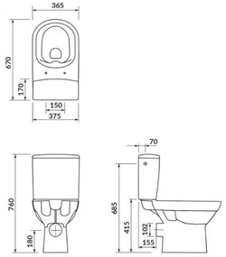 Cersanit K35-037 - Álló WC ülőkével CITY kerámia/fehér