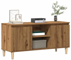 kézműves tölgy színű szerelt fa TV-szekrény 102x35x50 cm