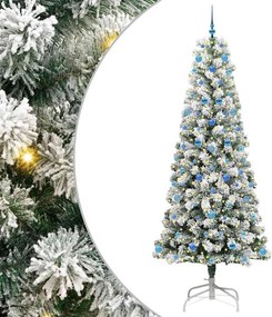 vidaXL Műanyag Hajtogatós Karácsonyfa 300 LED-del Zöld és Fehér 240 cm