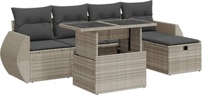 vidaXL 6 részes világosszürke polyrattan kerti ülőgarnitúra párnákkal
