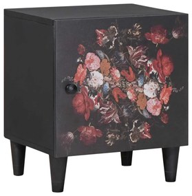 vidaXL Éjjeli szekrény ajtóval Fekete 40 x 33 x 46 cm Tömör Mangófát