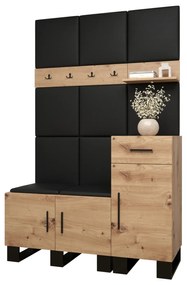 Előszobabútor Amanda 5 (artisan tölgy + fekete öko-bőr). 1085901