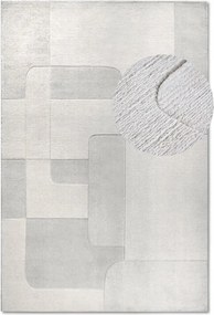 Gyapjú szőnyeg nappaliba 160x230cm,krémszínű, kézzel szőtt, 3d hatású