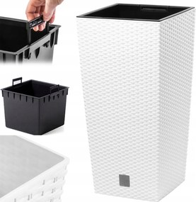 Virágtartó, Rattan kaspó Kültéri fehér Fedő Magas