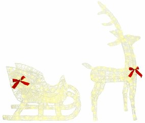 Rénszarvas húzta szán Meleg fehér 70 x 26 x 128,5 cm Akril