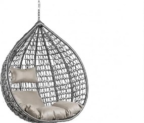 Szürke függőszék KOKON állvány nélkül, világos párna