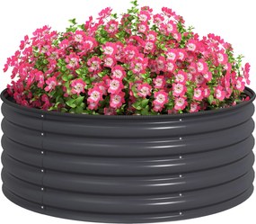 Outsunny Fém Magaságyás, Ültető Ágy, Hidegkeret Kertdoboz, Halmozható Virágcserép, Halmozható Növénydoboz 120x120x43cm Zöldségágy Kert, Erkély, Terasz