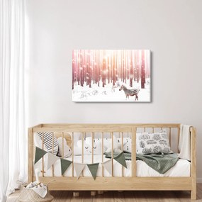 Kép - Zebra egy havas erdőben (90x60 cm)