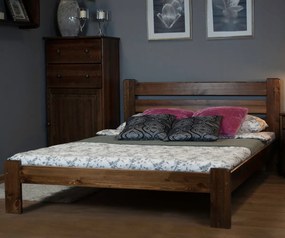 AMI nábytek Fenyőfa ágy Eliza 120x200 cm, dió színben