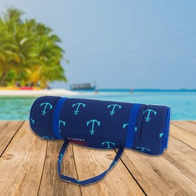 Feltekerhető napozószivacs HORGONYOK 148x52 cm, kék