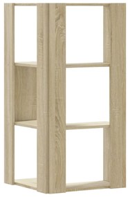 3 szintes sonoma tölgy szerelt fa sarok könyvespolc 50x50x102cm