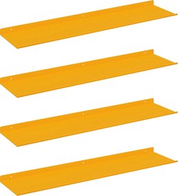 vidaXL Lebegő polc 4 pcs Mustár sárga 80 x 18 x 2,5 cm Acél