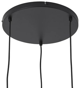 Függőlámpa fekete borostyán, füst és átlátszó üveggel 3-lámpás - Elena