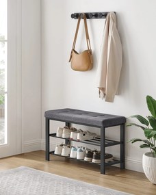 Cipősszekrény paddal és szürke ülőkével MOBRIX 81x49 cm, fekete