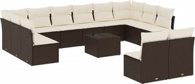 vidaXL 13 részes barna polyrattan kerti ülőgarnitúra párnákkal