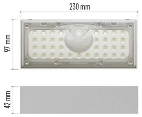 LED Napelemes reflektor mozgásérzékelővel LED/3,7V 3000mAh 4000K IP65 fehér