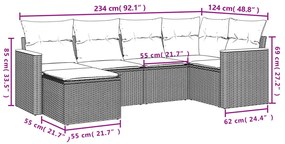 6 részes szürke polyrattan kerti ülőgarnitúra párnákkal