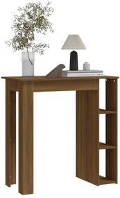 Barna tölgy színű szerelt fa bárasztal polccal 102x50x103,5 cm