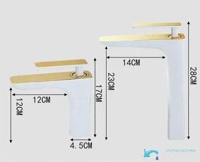 Mosdócsaptelep EYN GU2239 egykaros kivitelben, 17 vagy 28 cm, arany, fehér és fehér-arany felülettel — 28 cm