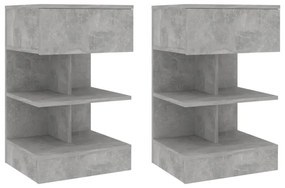 2 db betonszürke éjjeliszekrény 40 x 35 x 65 cm